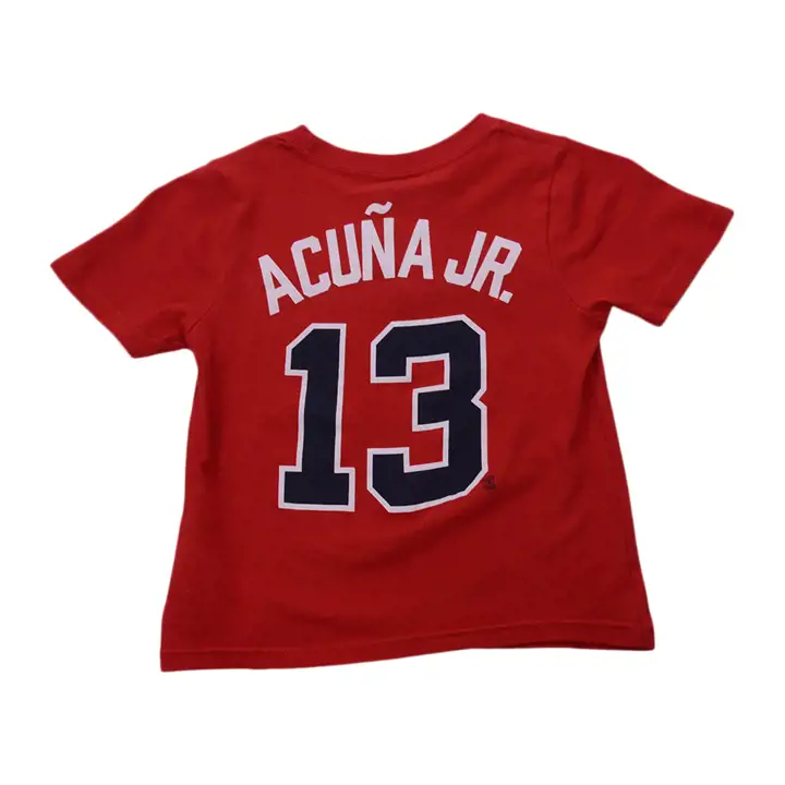 T-shirt Enfant Braves MLB Noms et Numéros Joueur Ronald Acuña rouge