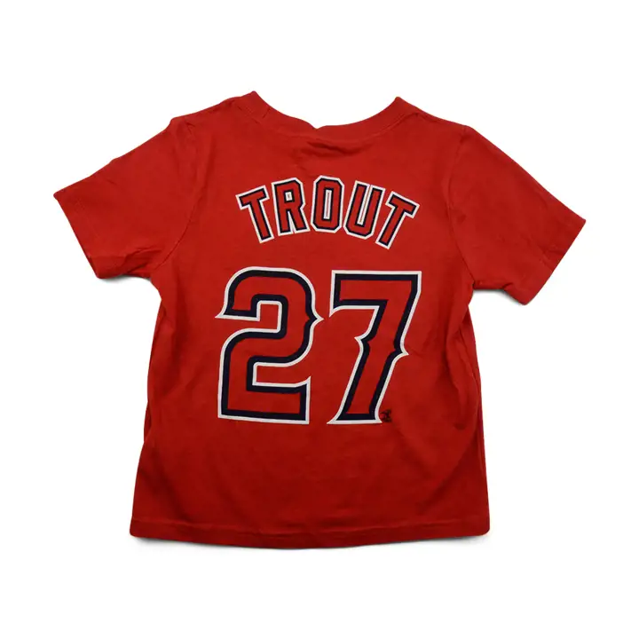 T-shirt enfant joueur N&N MLB LA Angels Mike Trout rouge