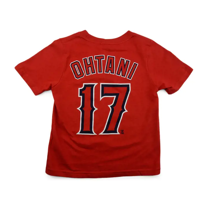 T-shirt enfant MLB des LA Angels N&N Joueur Shohei Ohtani rouge