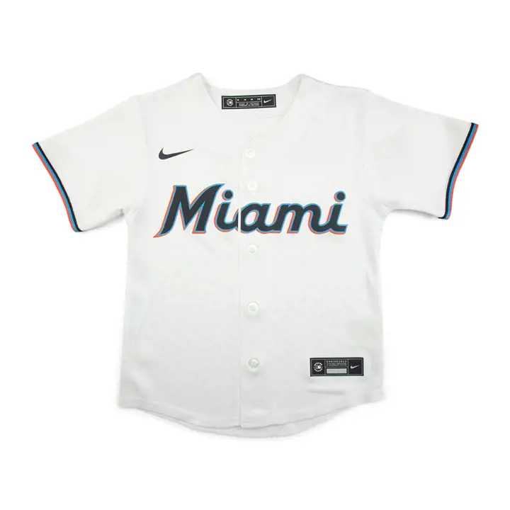 Maillot blanc vierge officiel des Marlins de Miami MLB pour jeunes
