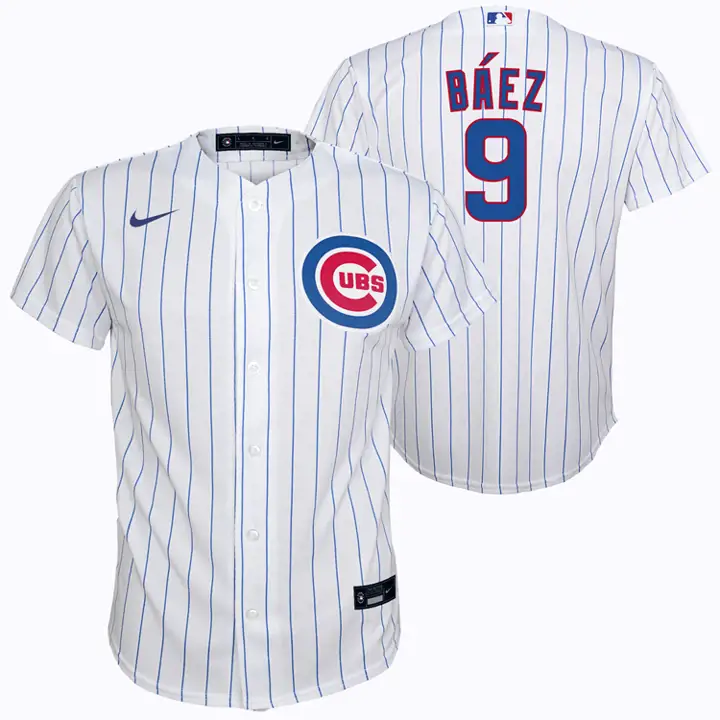 Maillot Officiel Jeune Joueur MLB CUBS Javier Baez BLANC