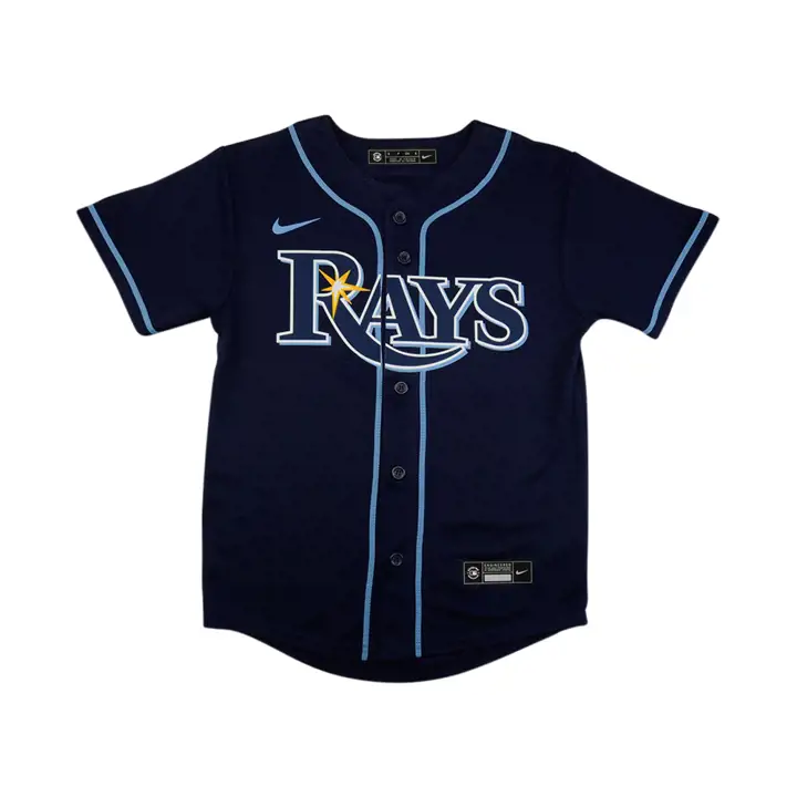 Maillot officiel vierge pour jeune des Rays de la MLB, bleu marine