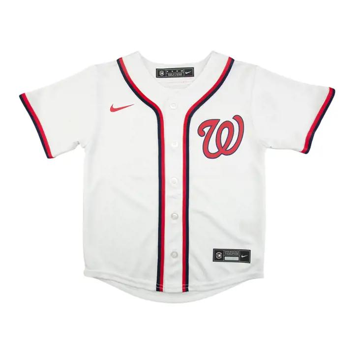 Maillot officiel vierge des Nationals de la MLB pour jeunes, blanc
