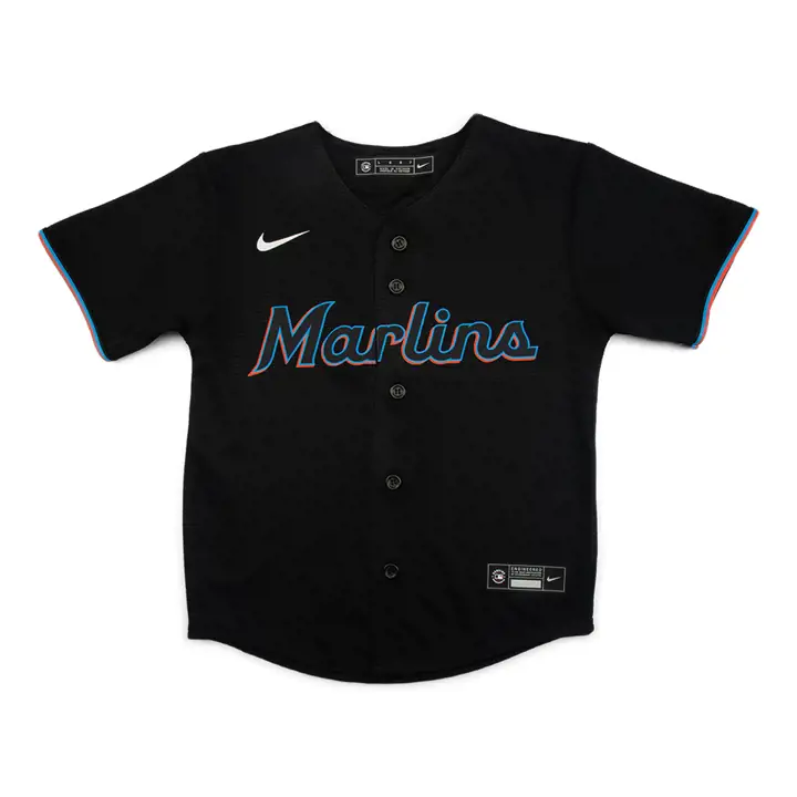 Maillot vierge officiel des Miami Marlins MLB pour enfant noir