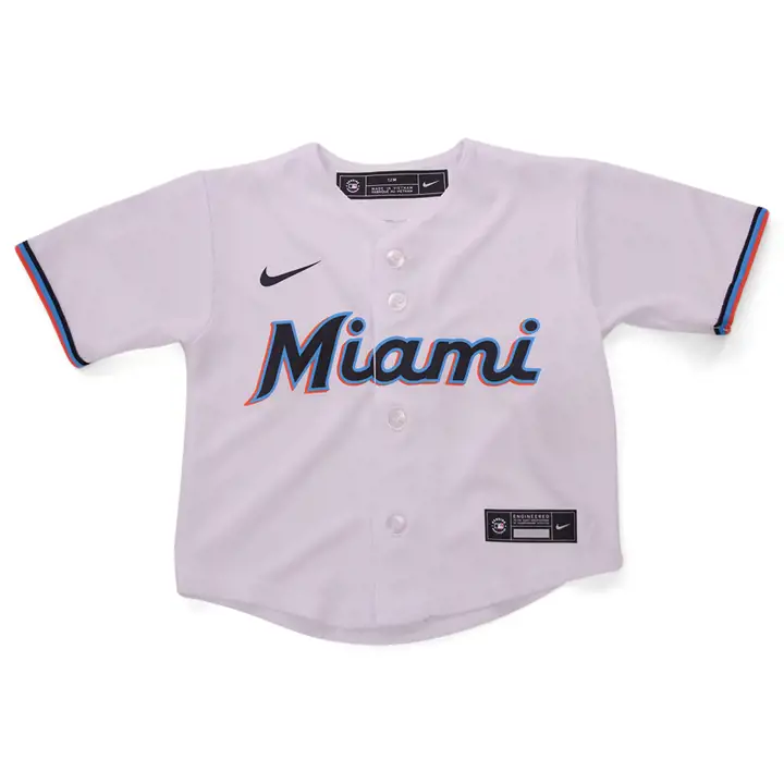 Maillot de baseball officiel vierge des Marlins de Miami pour tout-petits, blanc