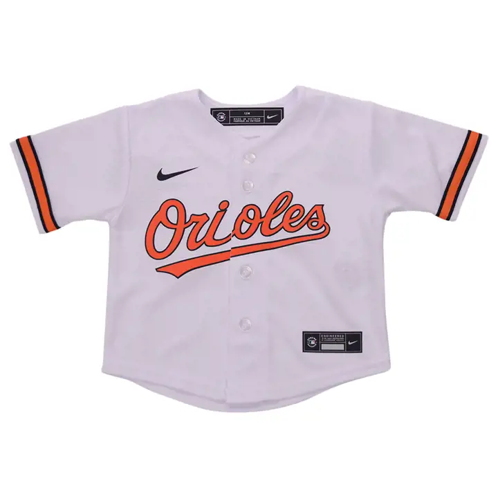Maillot blanc uni officiel MLB Baltimore Orioles pour bébé