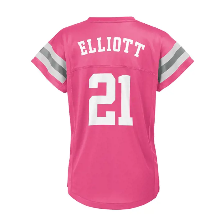 COWBOYS NFL Haut en Jersey rose à col en V pour jeunes filles 20 Ezekiel El