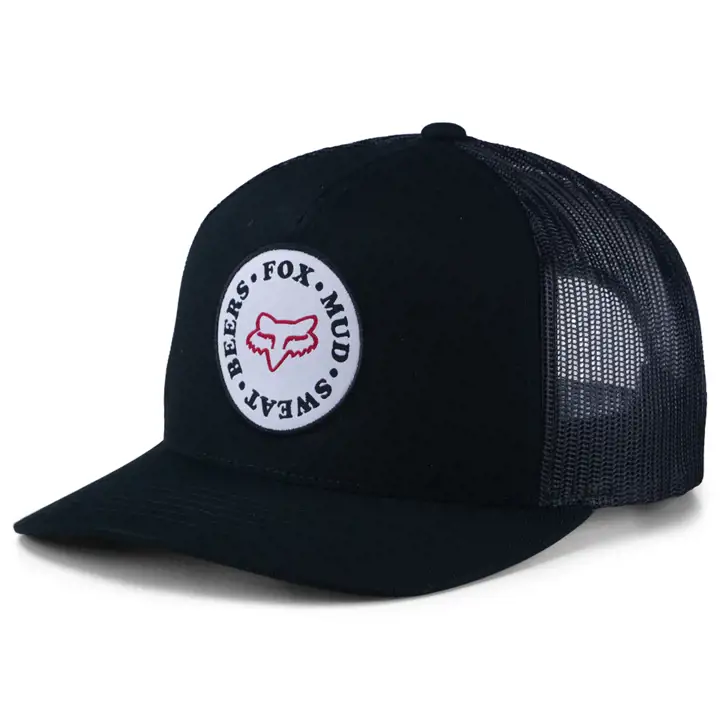 Casquette Fox Racing Mud and Sweat, noire à fermeture à bouton-pression