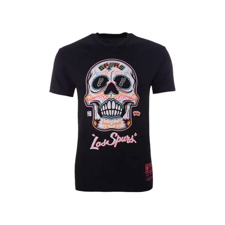 T-shirt SPURS NBA Tête de mort en sucre noir