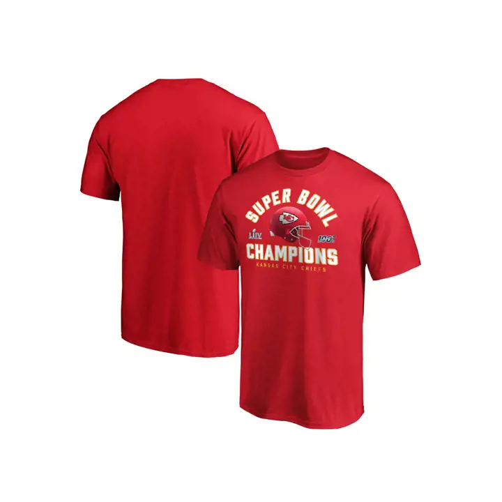 T-shirt rouge Chiefs NFL SB LIV Champ passe latérale