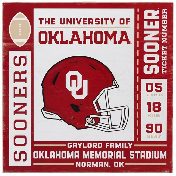 Oklahoma Team Ticket Deep Wood Block Ast