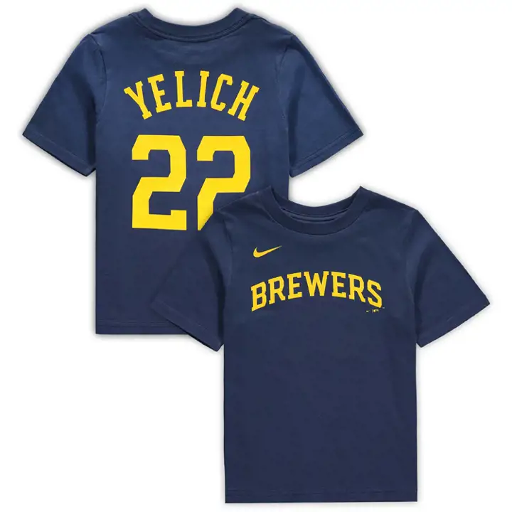 T-shirt Christian Yelich marine BREWERS MLB Nike Nom et Numéro