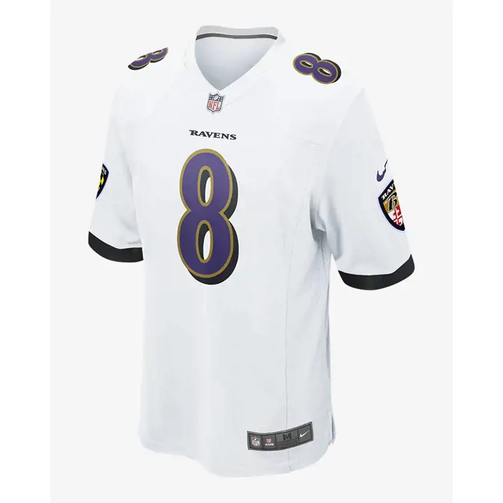Maillot de match NFL Baltimore Ravens Lamar Jackson BLANC