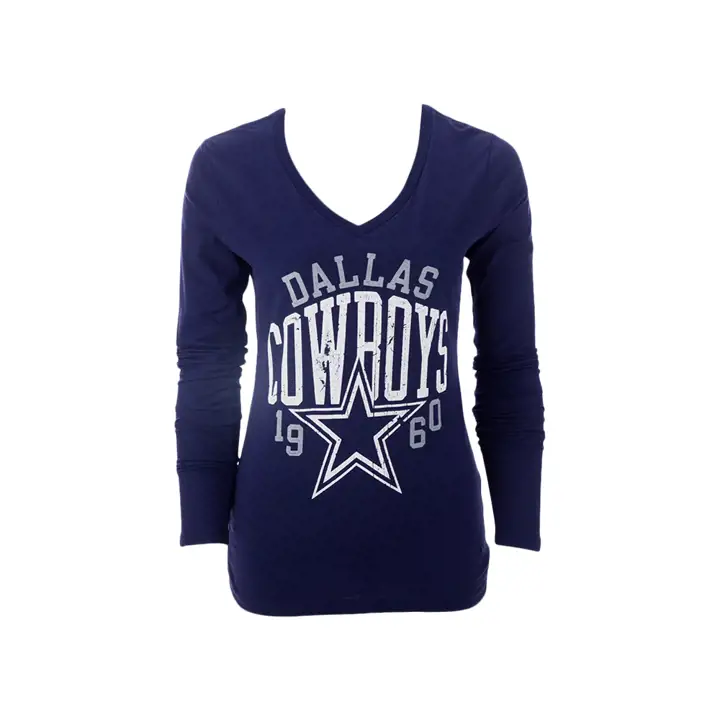 T-shirt à manches longues NFL Dallas Cowboys pour femme, modèle Name Fade, marine (20)