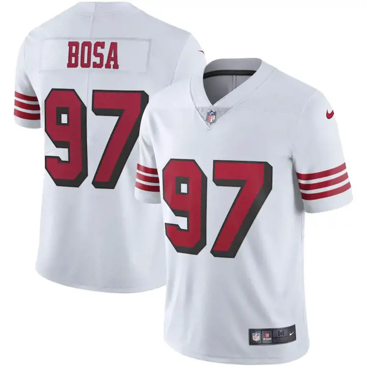 Maillot NFL 49ERS Color Rush en édition limitée Nick Bosa BLANC/ROUGE