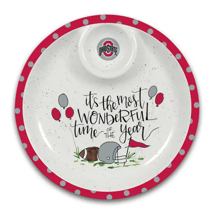 Ohio State Buckeyes Assiette de service à puces et trempette