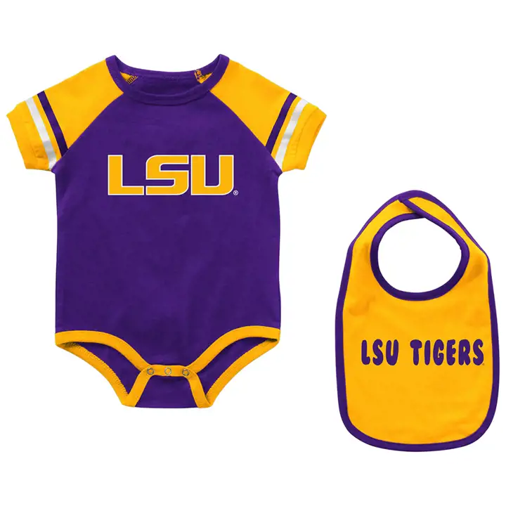 Ensemble body et bavoir bébé LSU NCAA Warner PUR