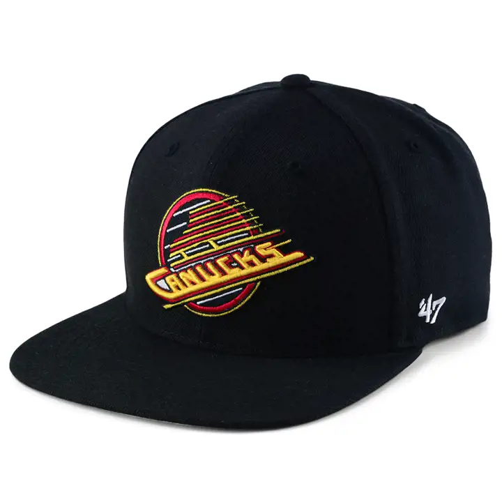 CANUCKS LNH Casquette vintage à visière plate sans photo noire