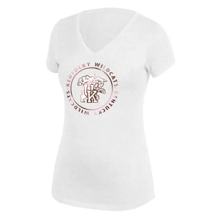 T-shirt cercle à motif feuille d'or rose NCAA Kentucky Wildcats pour femme
