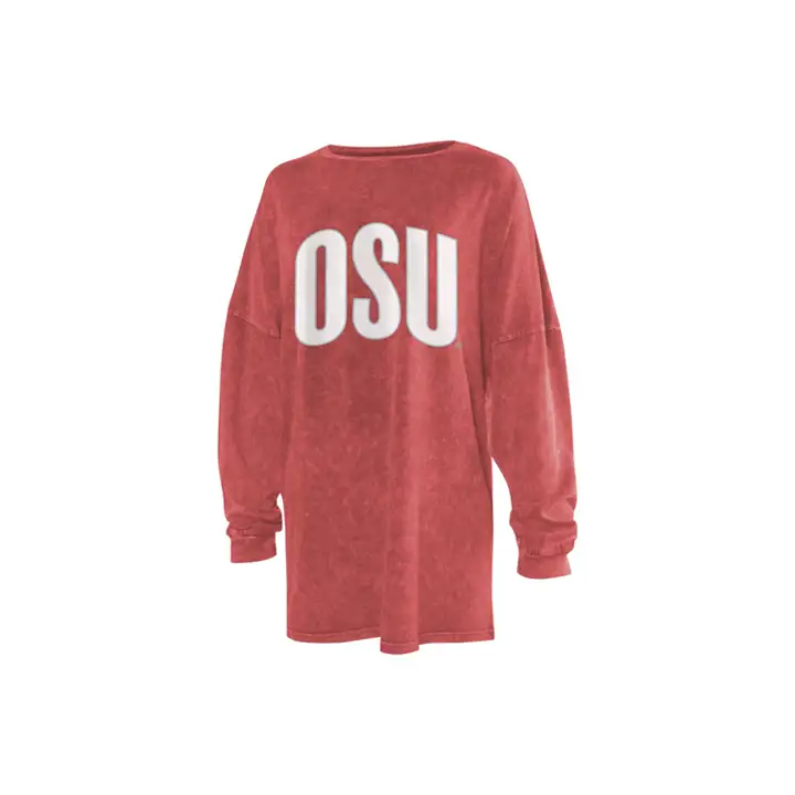T-shirt Ohio State NCAA pour femme à manches longues délavé minéral rouge