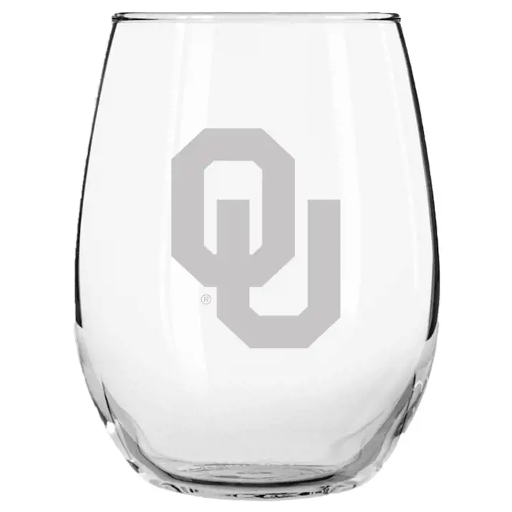 Verre à pied sans tige gravé de 15 oz Oklahoma Sooners