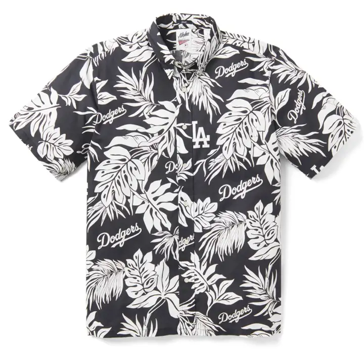 Haut à manches courtes floral Los Angeles Dodgers MLB Aloha, noir