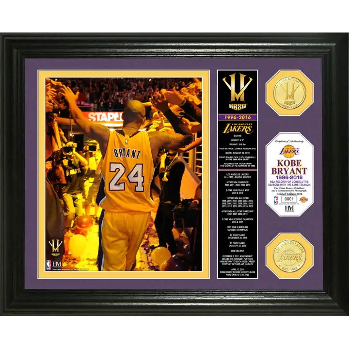 LA Lakers Bannière de la saison finale Pièce en bronze photo frappée Bryant