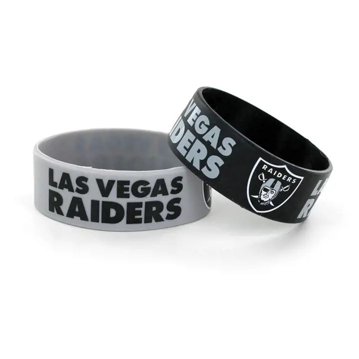Bracelet large Las Vegas Raiders, paquet de 2, Aminco noir/gris/blanc
