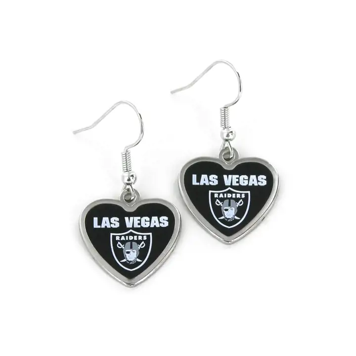 Boucles d'oreilles pendantes Las Vegas Raiders Cœur noir/gris/blanc