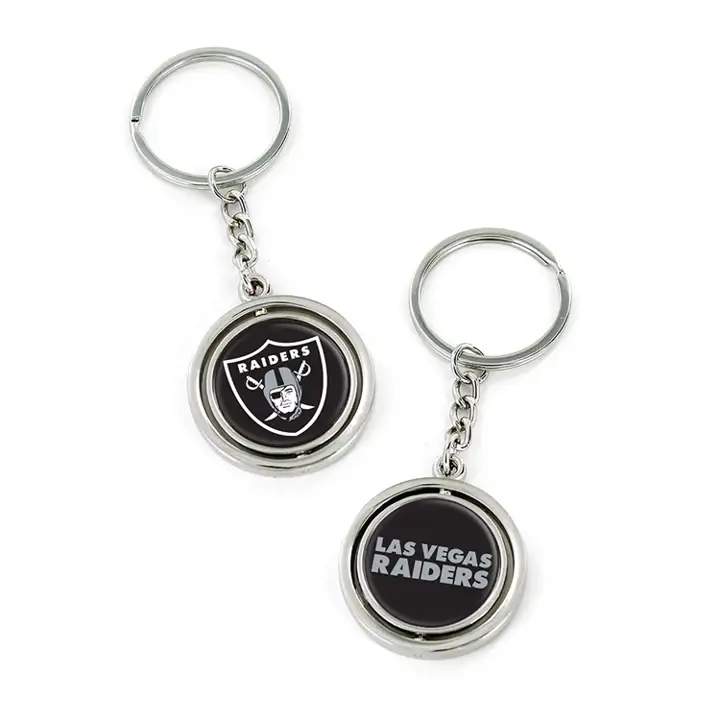 Porte-clés logo tournant Las Vegas Raiders argenté N/G/B