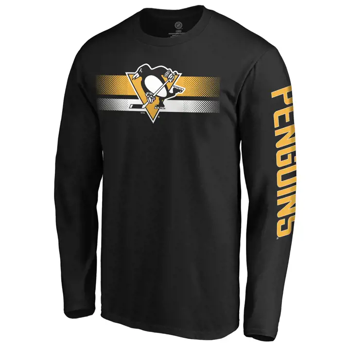 T-shirt ML Pittsburgh Penguins NHL effet demi-teinte noir