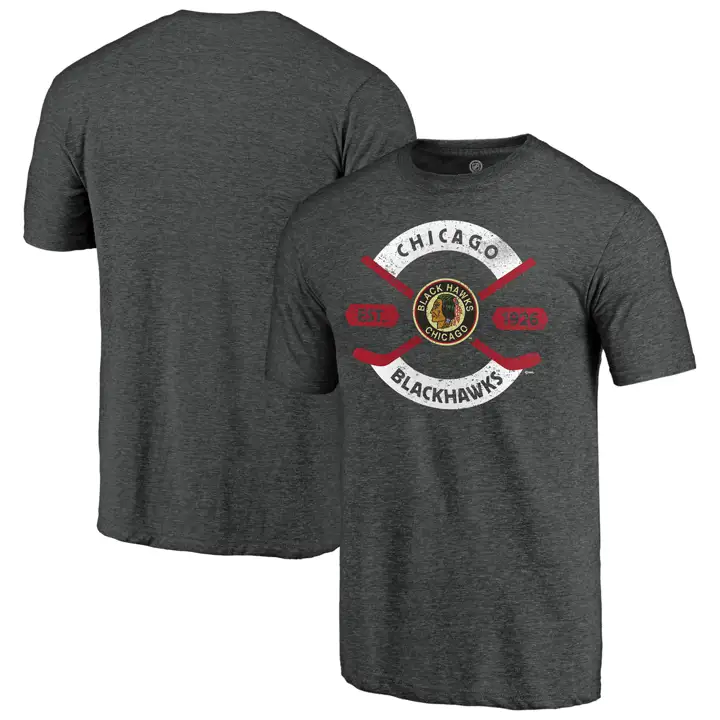 T-shirt à col rond en tricot tri-mélange charcoal Chicago Blackhawks NHL