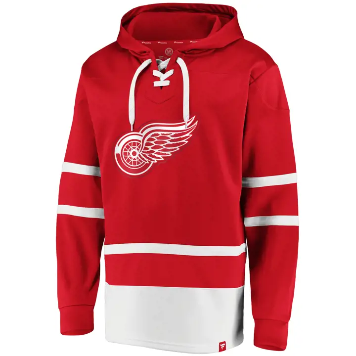 Chandail à capuchon Detroit Redwings NHL Power Play à lacets rouge/rouge