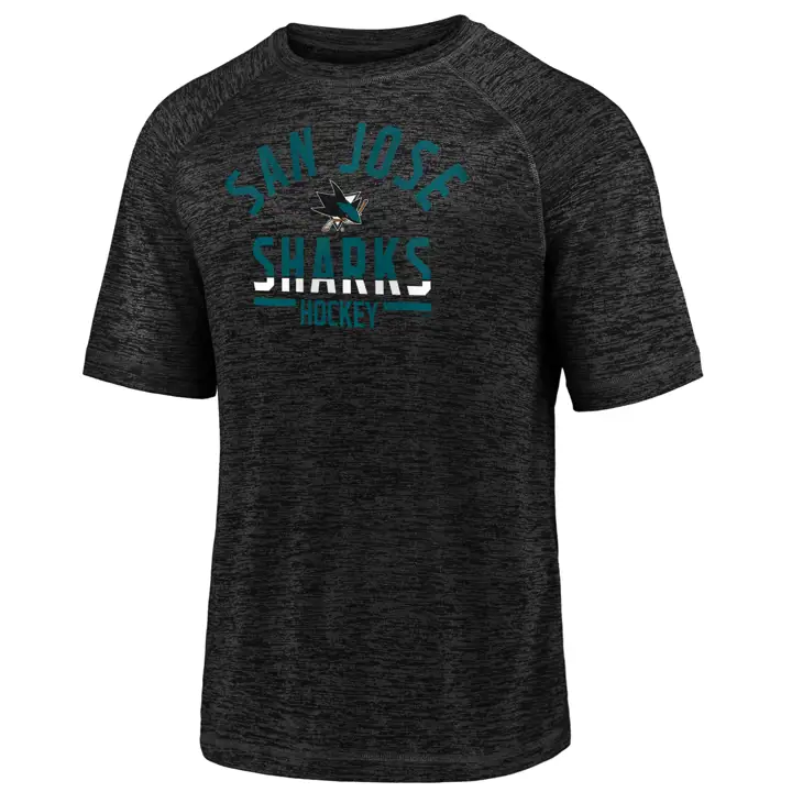 T-shirt noir avec inscription arquée striée des Sharks de San Jose de la LNH