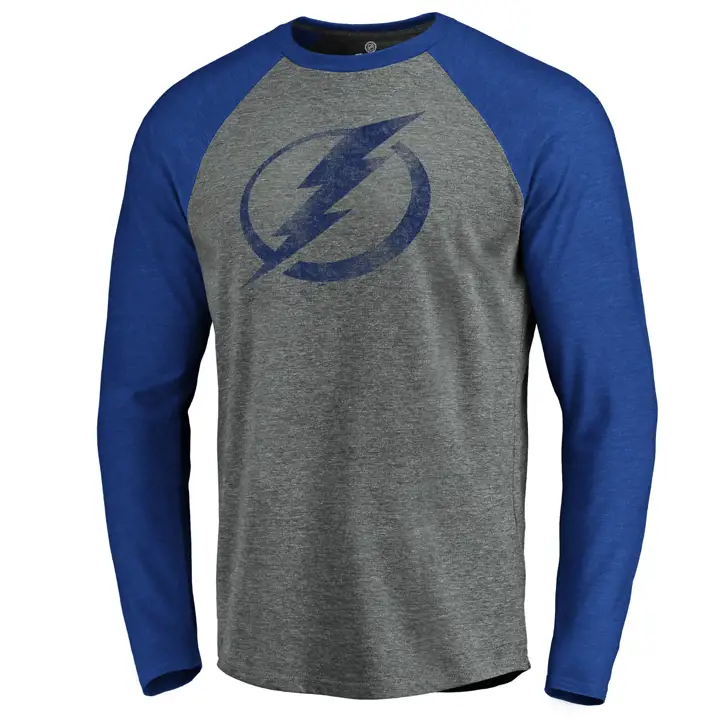 Tampa Bay Lightning LNH Logo Vintage Triblended Manches Longues Raglan gris