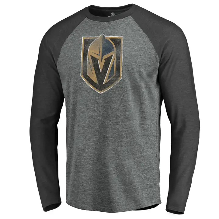 Chandail à manches longues et à manches raglan en tissu tri-mélange à logo vintage des Golden Knights de Vegas de la LNH