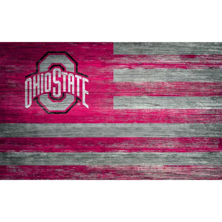 Drapeau Americana en bois Ohio State Buckeyes 11x19 po