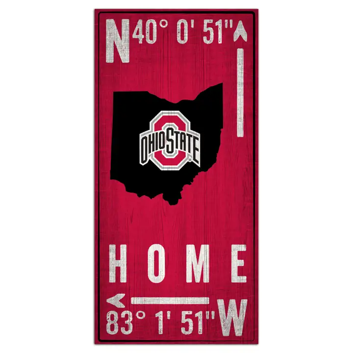 Pancarte Coordonnées Ohio State Buckeyes 6x12 po