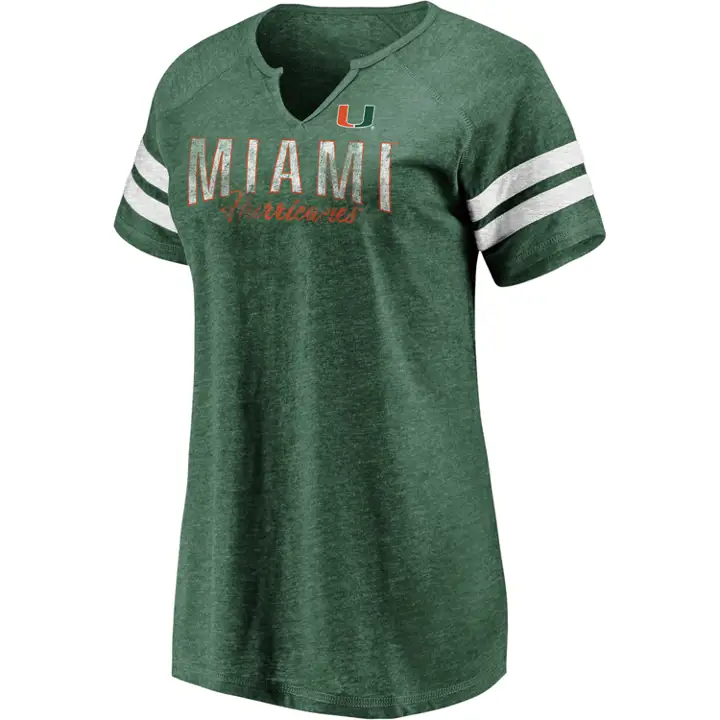 T-shirt à encolure fantaisie Miami Hurricanes NCAA pour femme 20 grn
