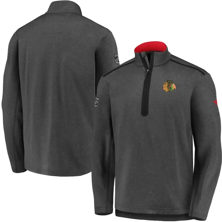 Chicago Blackhawks LNH Voyage & Entraînement 1/4 Zip NOIR
