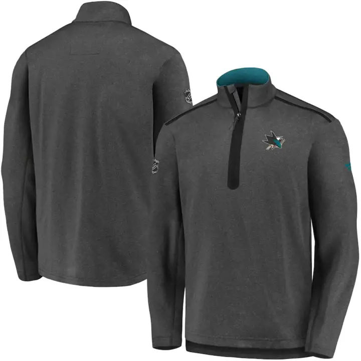 San Jose Sharks LNH Voyage et entraînement Demi-fermeture éclair quart noir