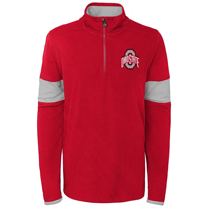 Haut à quart de zip color block pour enfants Ohio State Buckeyes NCAA 20 ROUGE