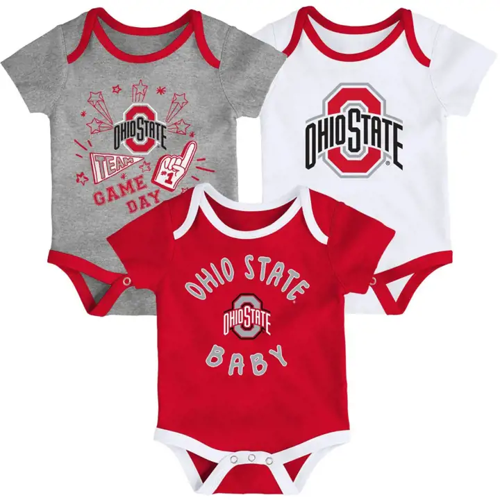 Ensemble de 3 pièces pour bébé gigoteuse Ohio State Buckeyes NCAA ROUGE