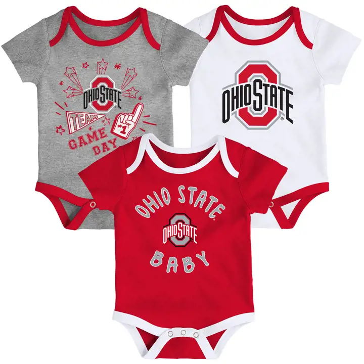 Ensemble 3 pièces nouveau-né Creeper NCAA Buckeyes de l'Ohio State 20 ROUGE