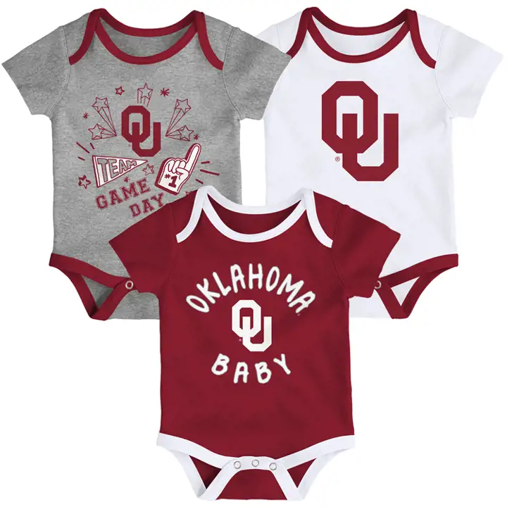 Ensemble de 3 pièces grenouillère NCAA Oklahoma Sooners Nouveau-né 20 CRIM