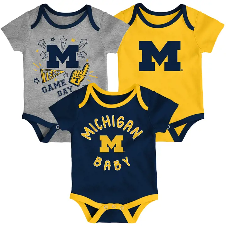 Michigan Wolverines NCAA Ensemble de 3 pièces barboteuse nouveau-né 20 MARINE