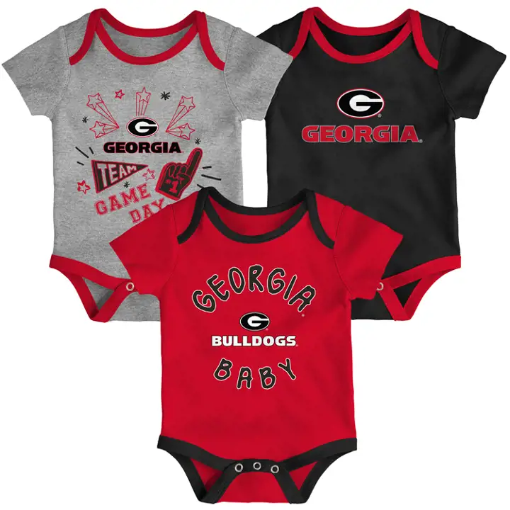 Ensemble nouveau-né 3 pièces Georgia Bulldogs NCAA, combi-short 20 ROUGE