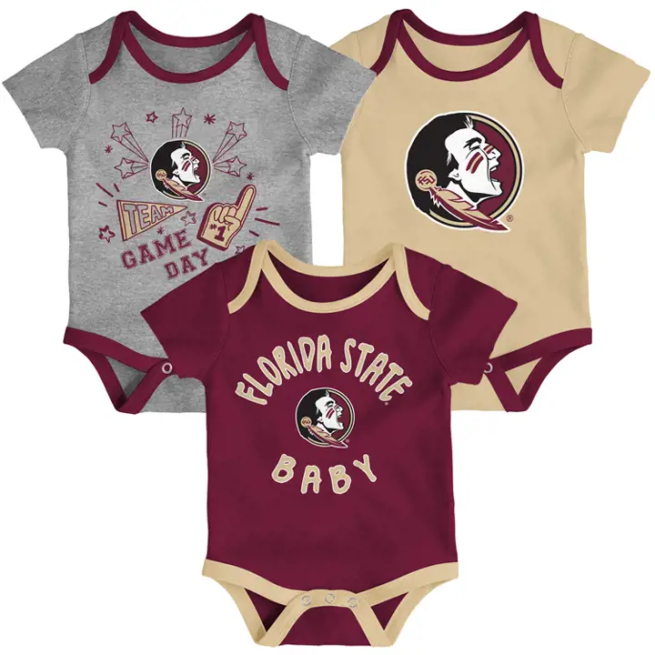 Ensemble de 3 grenouillères Florida State Seminoles NCAA pour nouveau-né 20