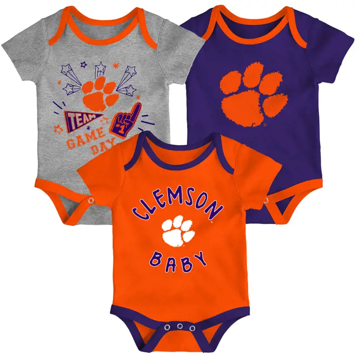 Ensemble trois pièces Clemson Tigers NCAA pour nouveau-né 20 ORG