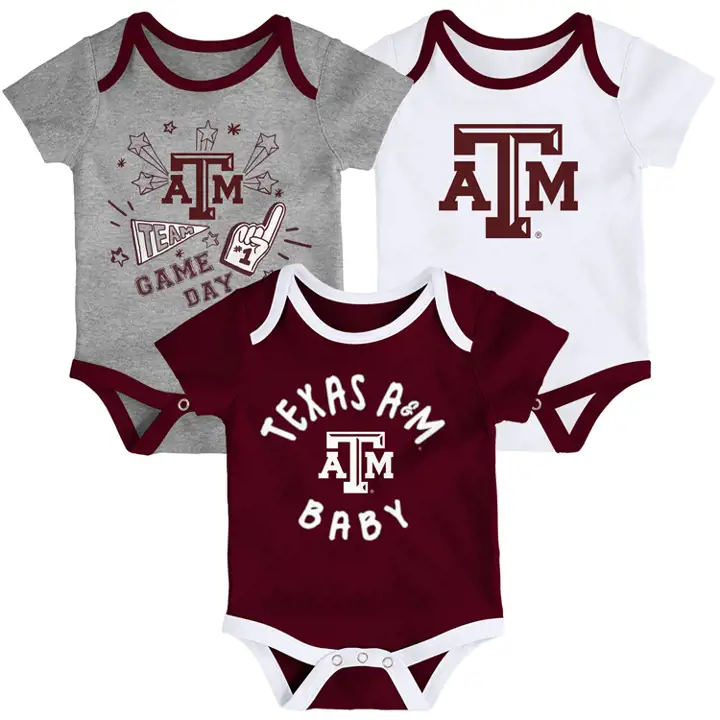 Ensemble de 3 grenouillères pour nouveau-né NCAA Texas A&M Aggies 20 MAR